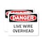 Signmission Live Wire Overhead Danger Sign, Plastic, 10in W x 7in L, 2PK OS-2PACK-DS-P-710-L-19420 - alternate 1